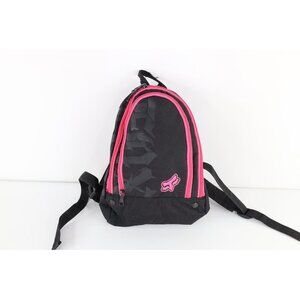 Vintage Y2K Fox Racing Spell Out Tribal Motocross Mini Backpack Book Bag Black